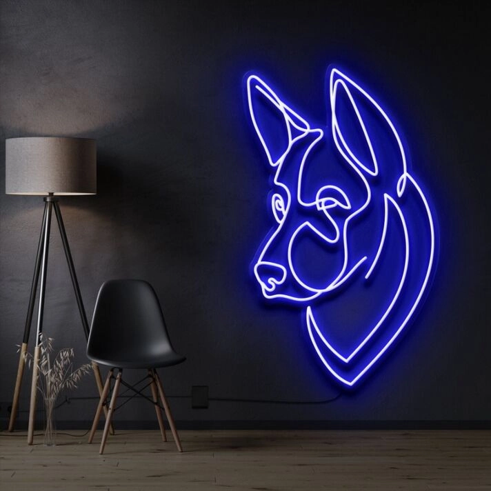 German Shepherd Neon Sign for Dog Lovers and Pet Spaces