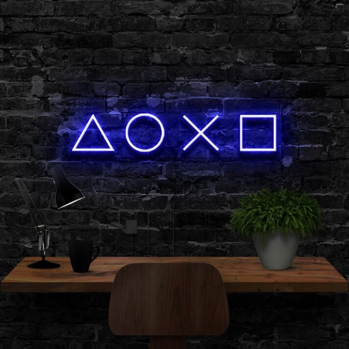 Playstation Controls Neon Sign for Gamers and Entertainment Spaces