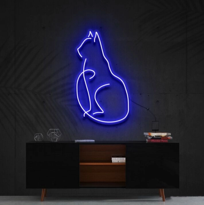 Curious Cat Neon Sign for Cat Lovers and Pet Spaces