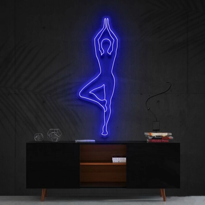 Yoga Tree Pose Neon Sign for Yoga and Relaxation Spaces