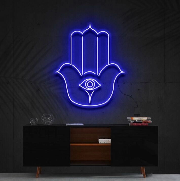 Hamsa Neon Sign for Protection and Positive Energy