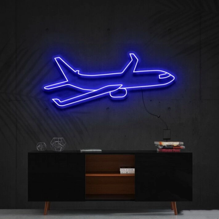 Airplane Neon Sign for Travel Lovers and Fun Decor