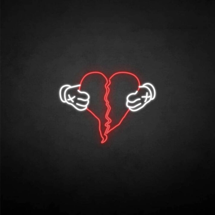 Broken heart' neon sign