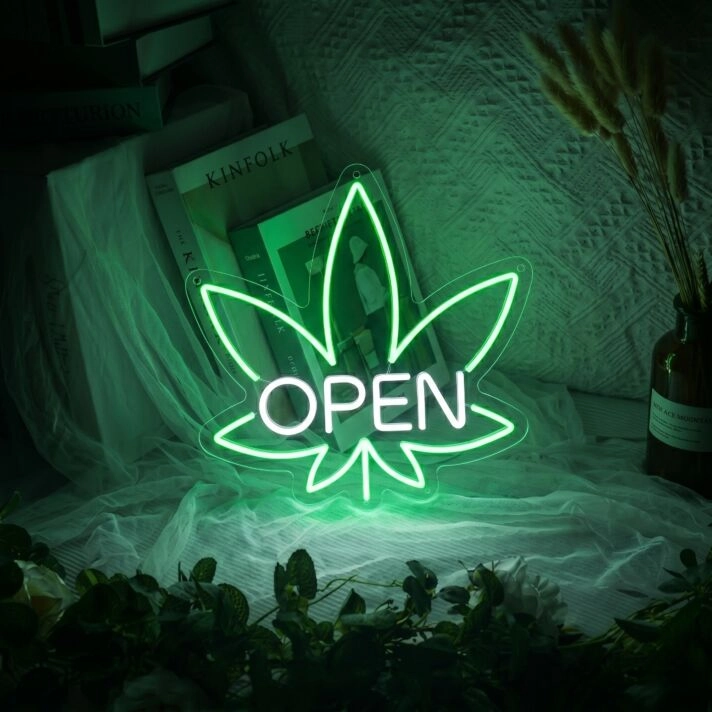 Weed Open Neon Sign for Cannabis Shops