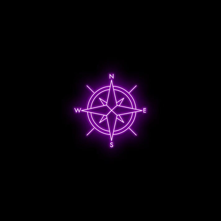 Compass Neon Sign for Adventure and Travel Lovers
