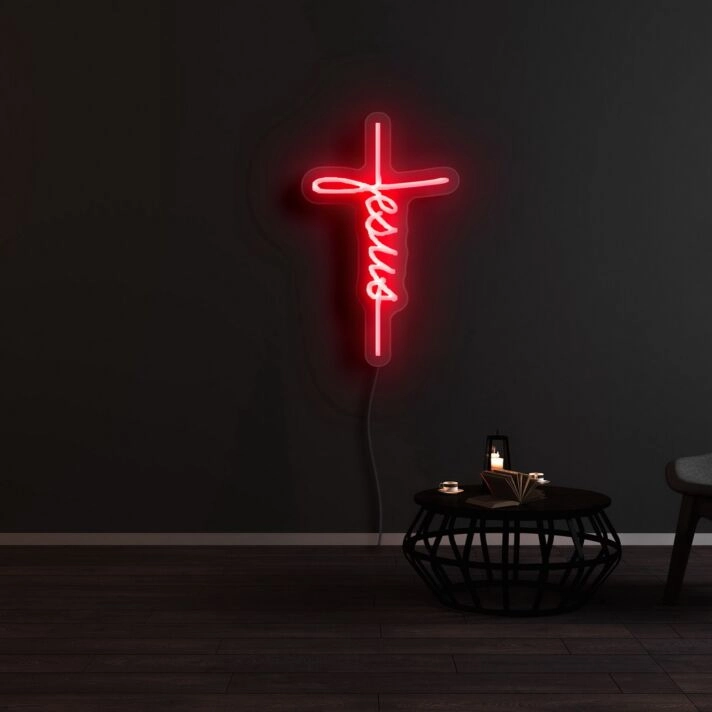 Jesus Neon Sign for Spiritual and Religious Decor