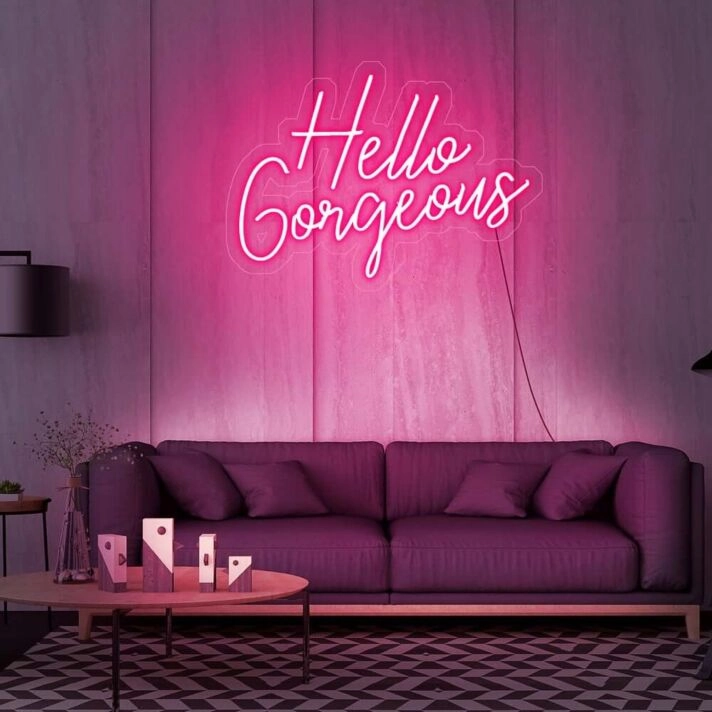 Hello Gorgeous V2 Neon Sign for Positive and Stylish Spaces