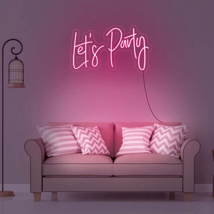Let's Party Neon Sign for Fun and Celebratory Spaces