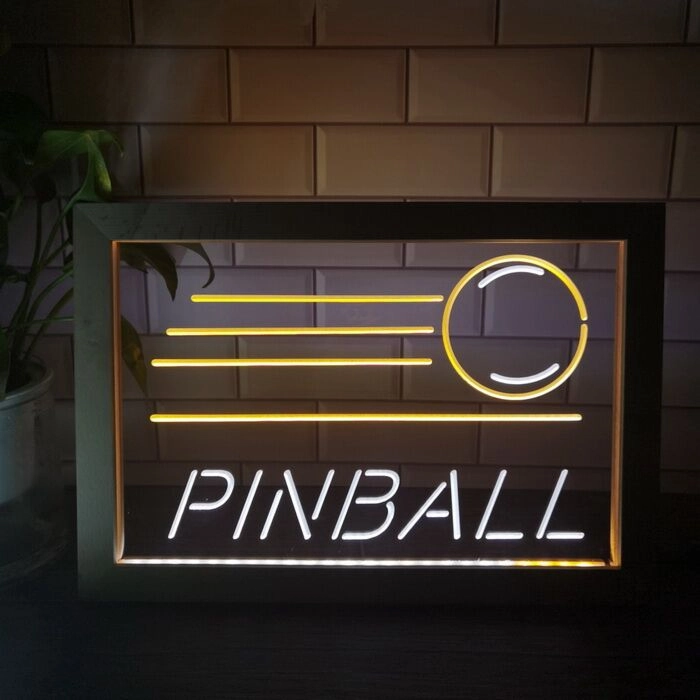 Pinball Game Frame Dual LED Neon Sign for Gaming and Fun Spaces