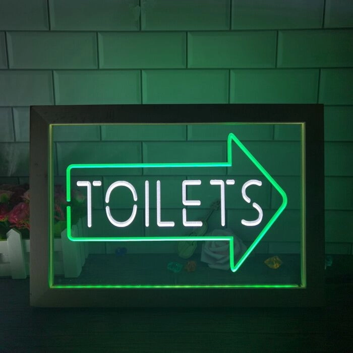 Toilets Arrow Dual LED Neon Sign for Functional and Fun Spaces