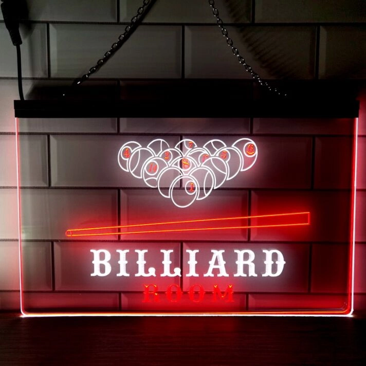 Billiard Pool Dual LED Neon Sign for Gaming and Social Spaces