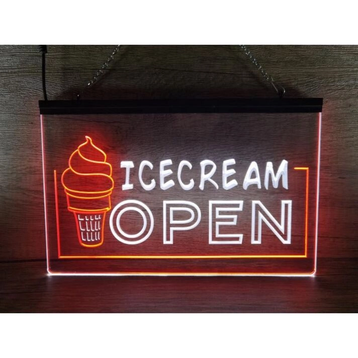 Ice Cream Open Dual LED Neon Sign for Sweet and Fun Spaces
