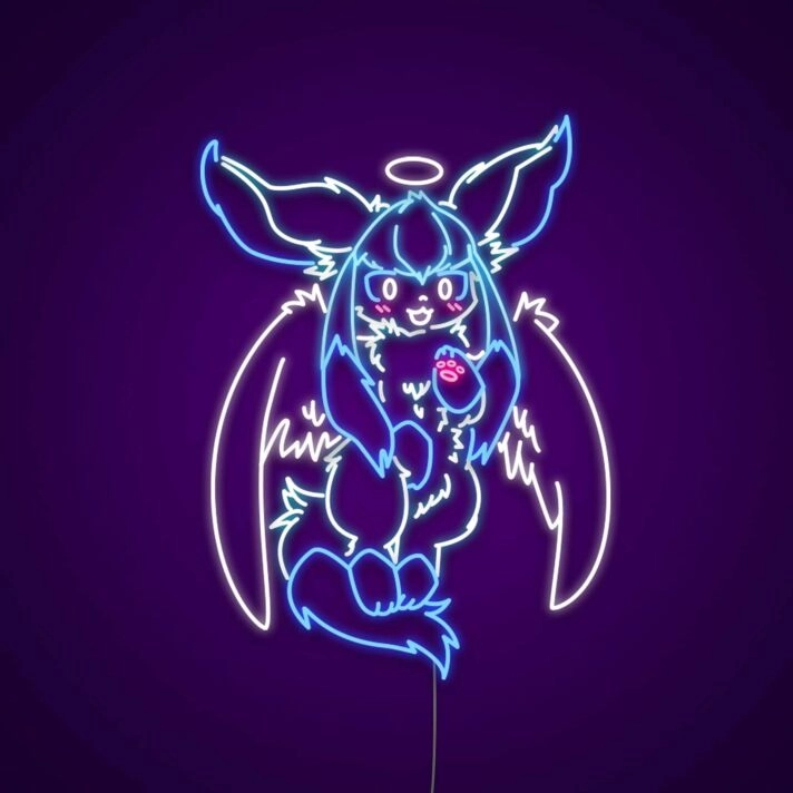 Glaceon With Wings Neon Sign for Anime Fans