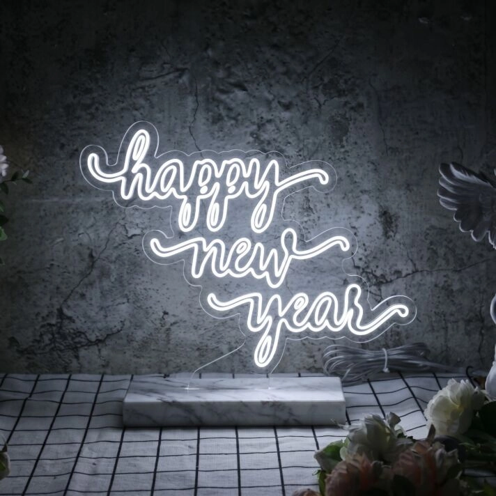 Happy New Year Neon Sign for Celebratory Spaces