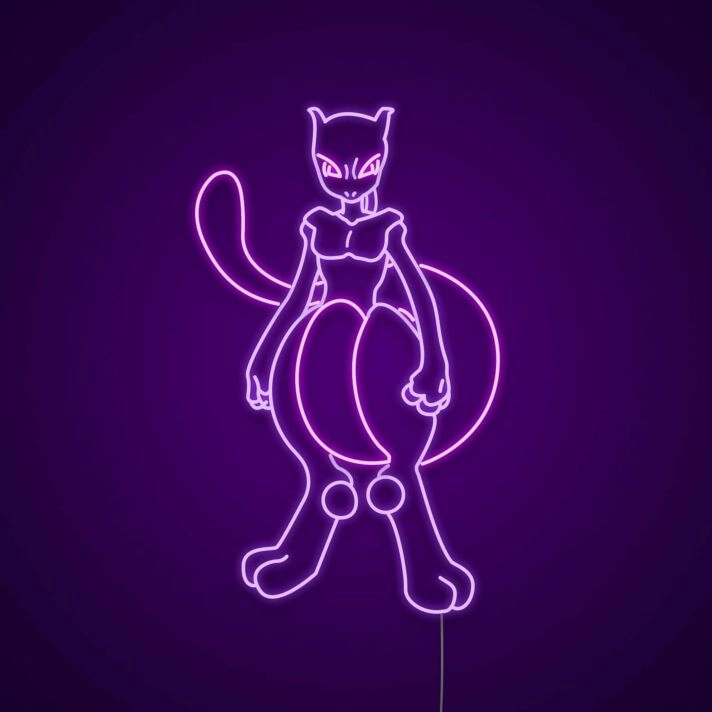 Mewtwo Neon Sign for Anime Fans
