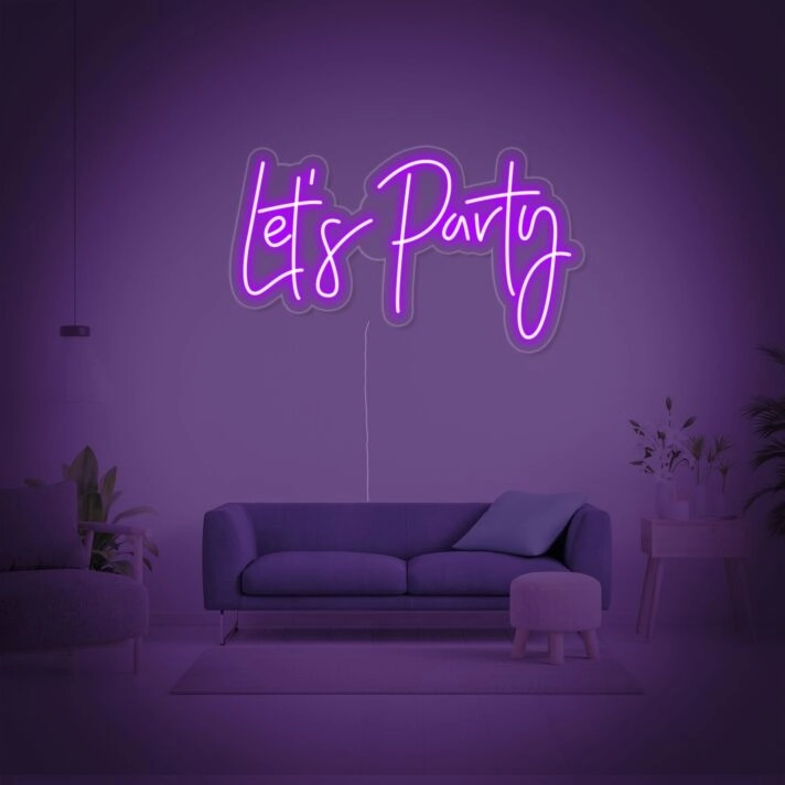 Let's Party Neon Sign for Party and Social Spaces