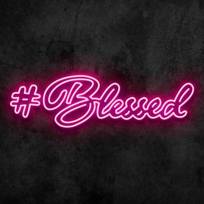 Hashtag Blessed Neon Sign for Inspirational and Positive Spaces