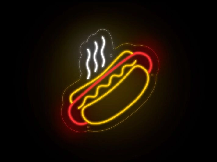 Hotdog Neon Sign for Food Lovers and Cafes