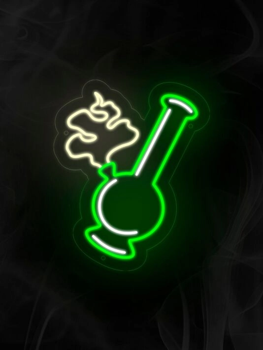 Bong Ganja Leaf Neon Sign for Cannabis Enthusiasts