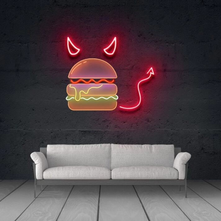 Burger-Devil Sign for Restaurants and Fun Spaces