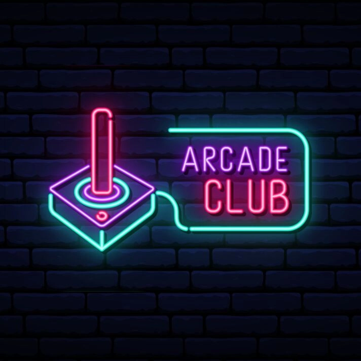 Retro Joystick Arcade Club Neon Sign for Gaming and Fun Spaces