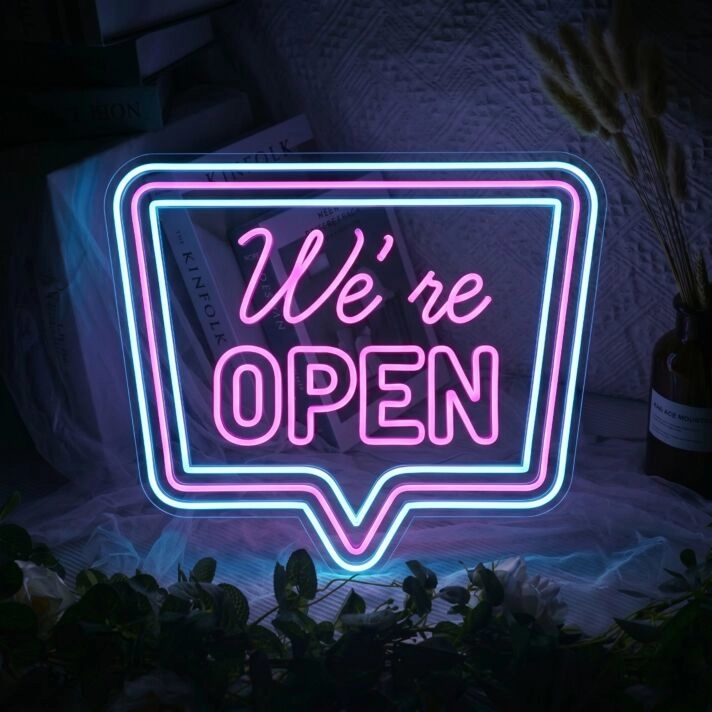 We're Open Neon Sign for Businesses and Shops