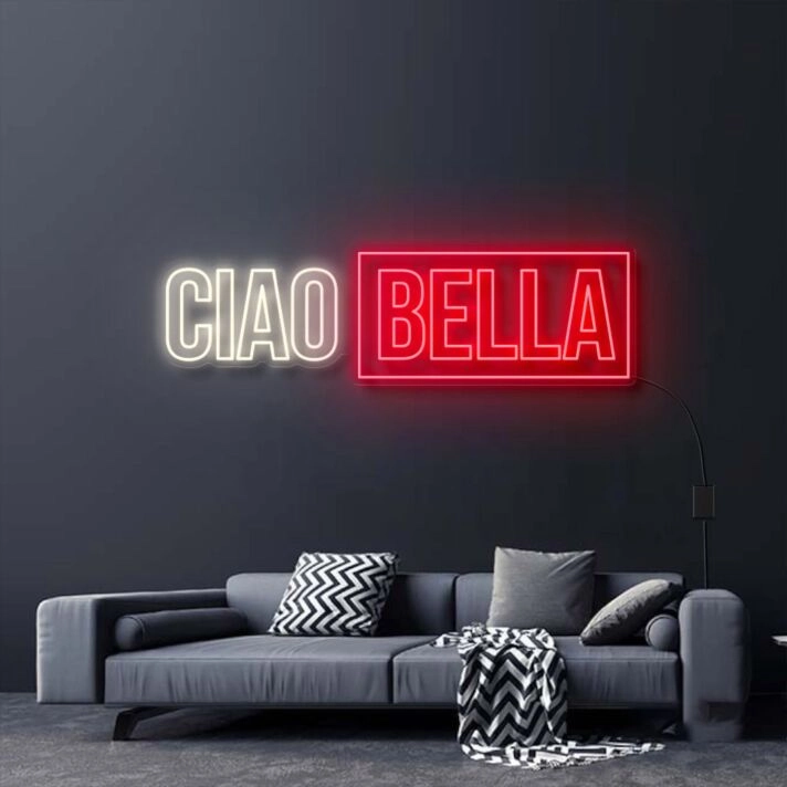 Ciao Bella V2 Neon Sign for Whimsical and Fun Spaces