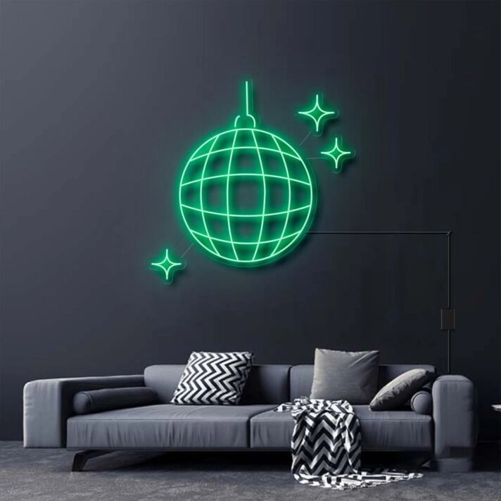 Disco Ball Neon Sign for Party and Social Spaces
