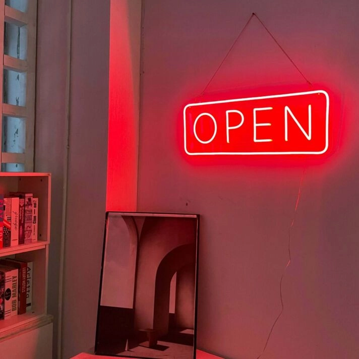 'OPEN' neon sign