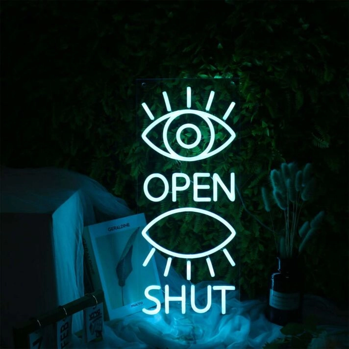 Eyes Open And Shut Neon Sign for Whimsical and Fun Spaces