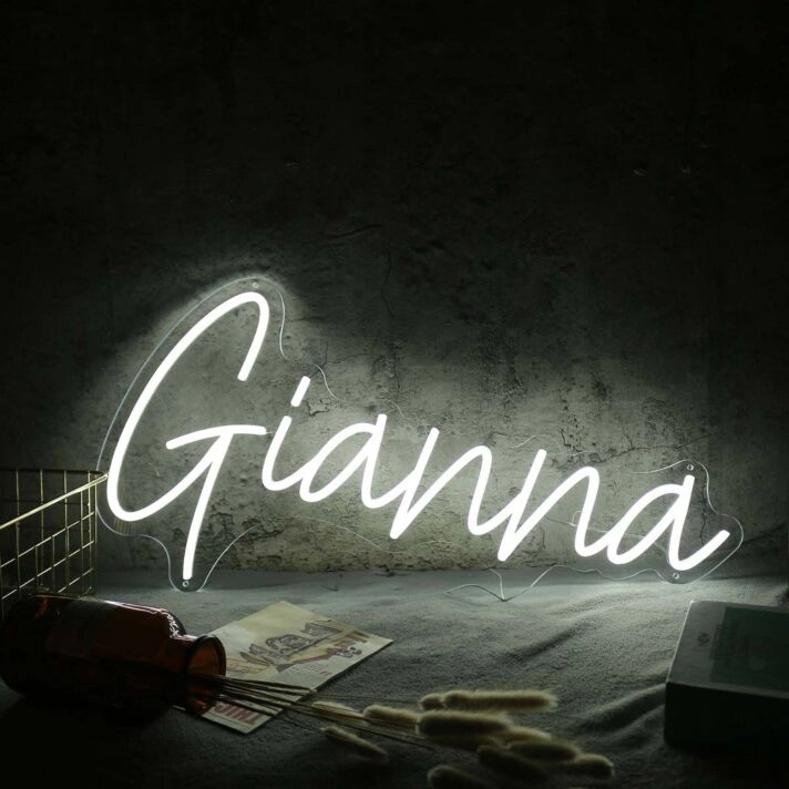 Gianna White Neon Sign for Personalized Decor