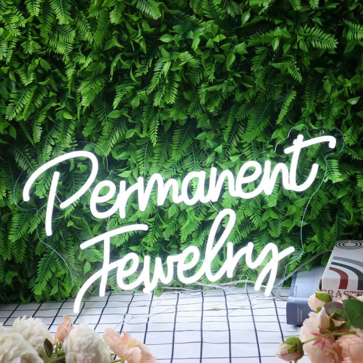 Permanent Jewelry White Neon Sign for Jewelry Shops