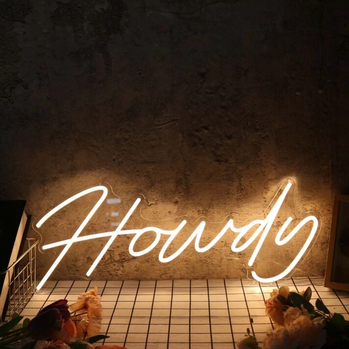 Howdy Yellow Neon Sign for Western and Fun Spaces