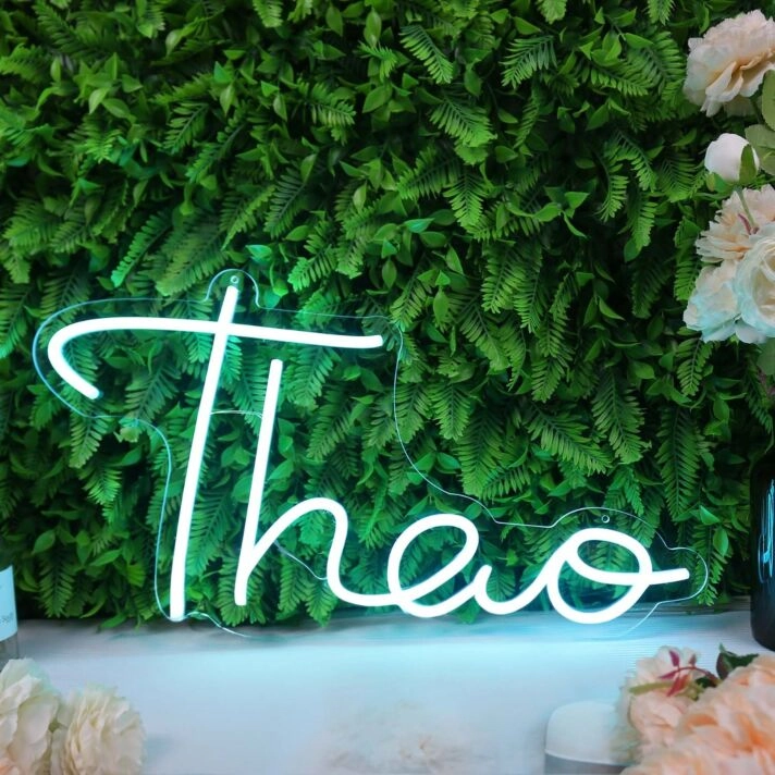 Theo Blue Neon Sign for Personalized Decor