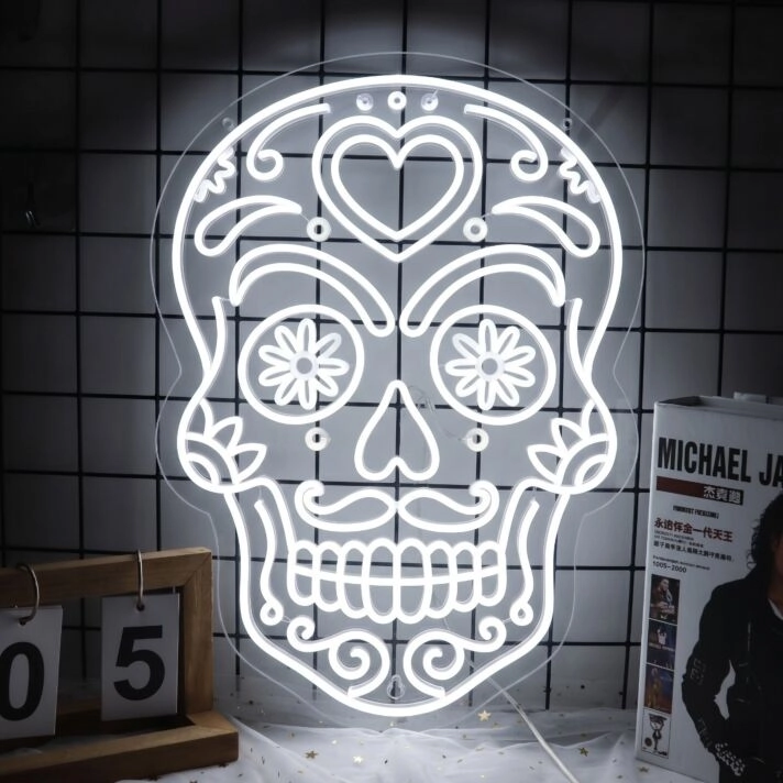 Sugar Skull Neon Sign for Festive and Whimsical Decor