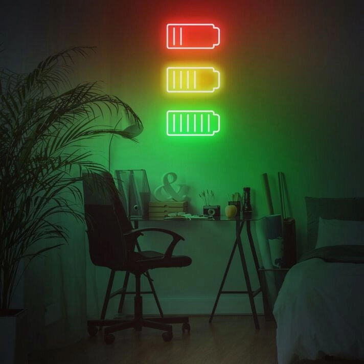 Battery Energy Neon Sign for Motivational and Energetic Spaces