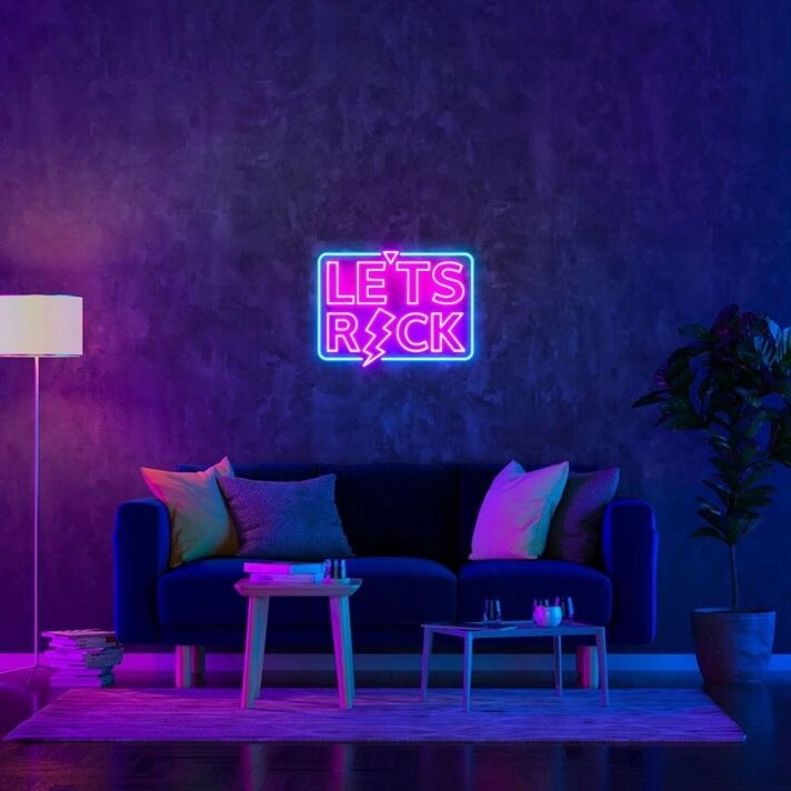 Let's Rock Music Neon Sign for Music Lovers and Fun Spaces