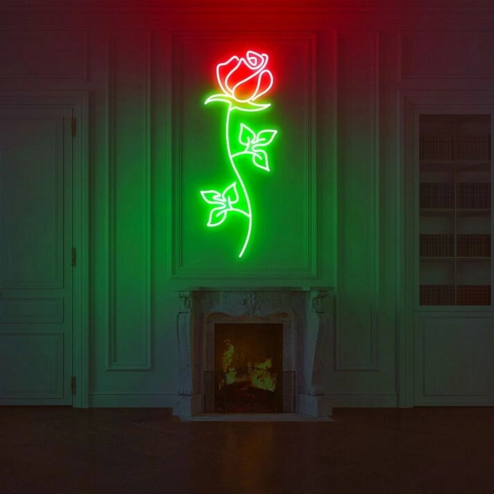 Rose Flower Love Neon Sign for Romantic and Elegant Spaces