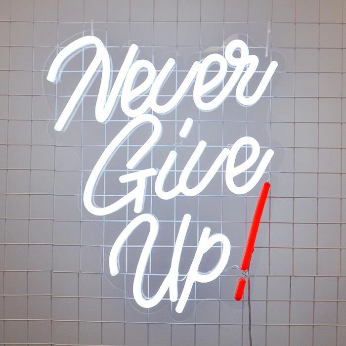 Never Give Up Neon Sign perfect for motivational office settings
