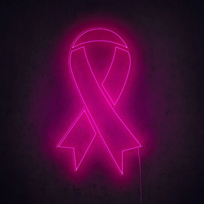 Breast Cancer Pink Ribbon Neon Sign shows support and awareness