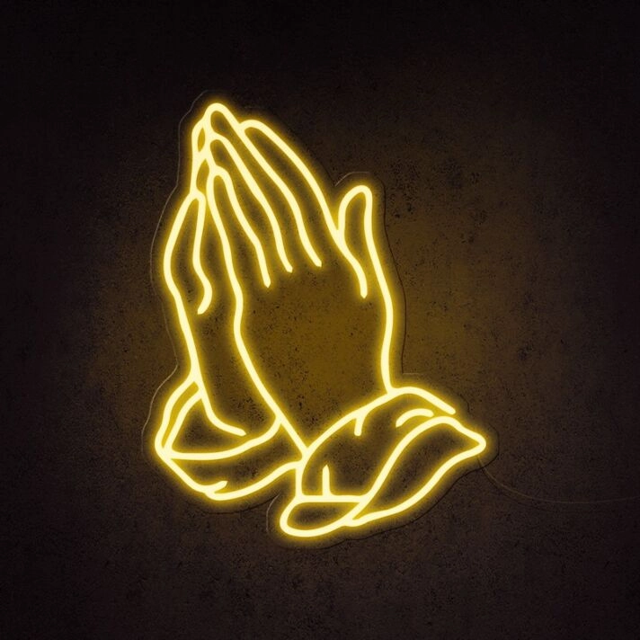 Praying Hands Neon Sign perfect for spiritual and peaceful spaces