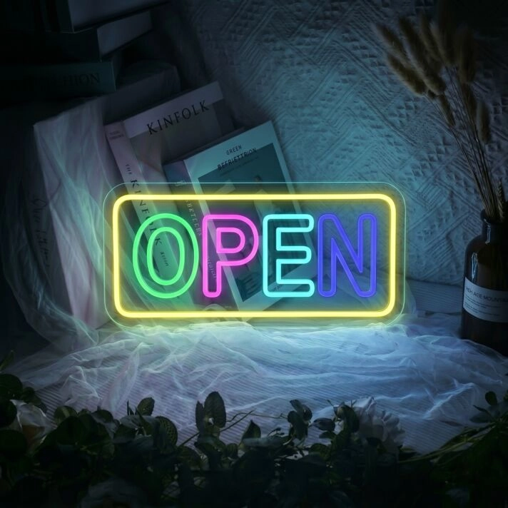 Open Neon Sign ideal for shops and cafes
