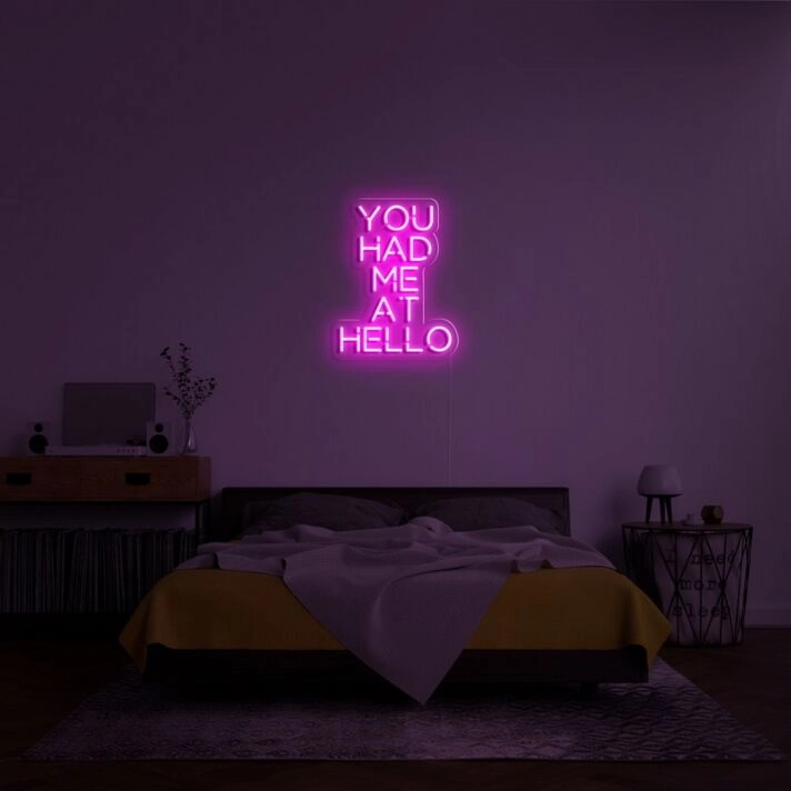 You Had Me At Hello Neon Sign adds a charming touch