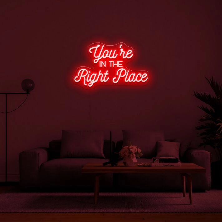 Youre In The Right Place Neon Sign for welcoming decor