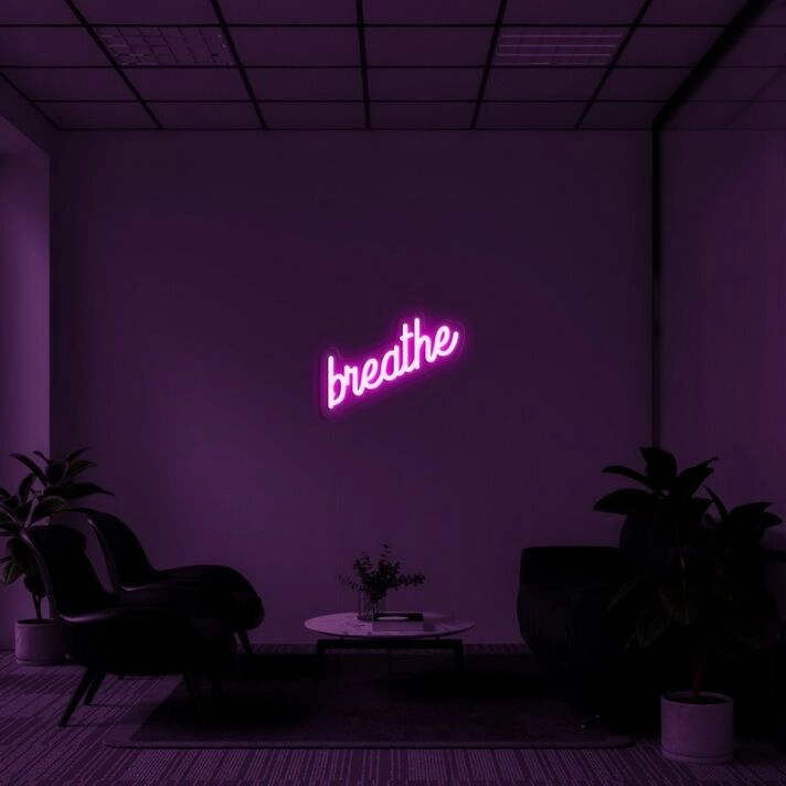 Breathe Neon Sign for Yoga and Meditation Rooms
