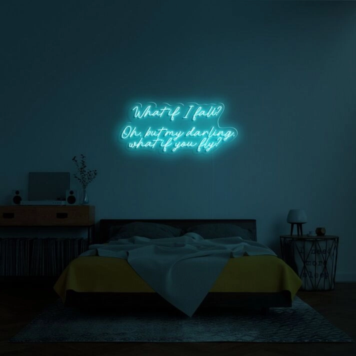 What If I Fall Neon Sign for Encouraging Spaces