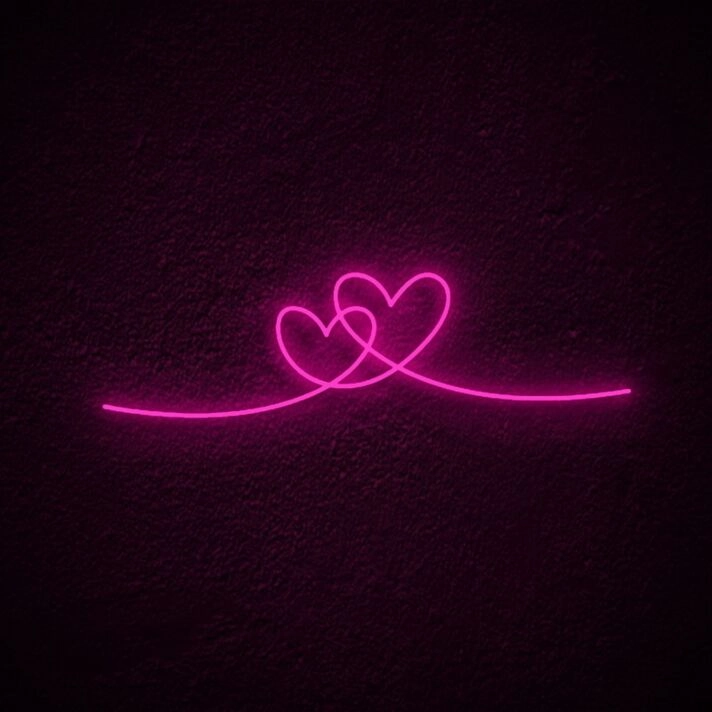 Double Heart Neon Sign for Romantic Settings