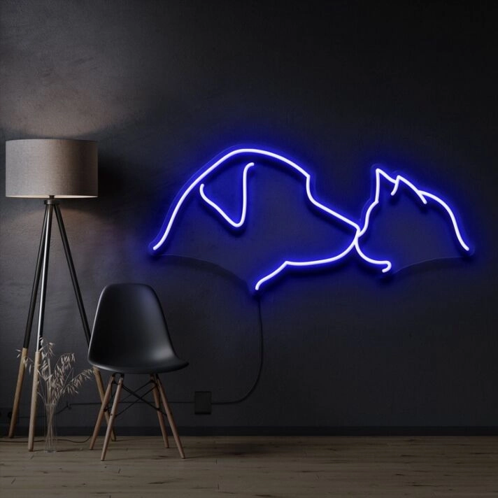 Dog Cat Neon Sign for Pet Lovers and Kids Rooms