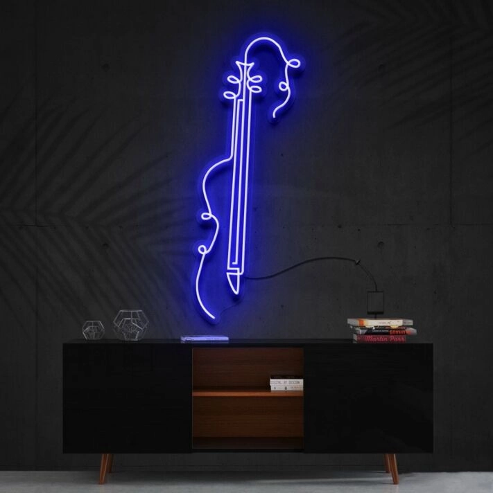 Violin Line Art Neon Sign for Music Lovers and Studios