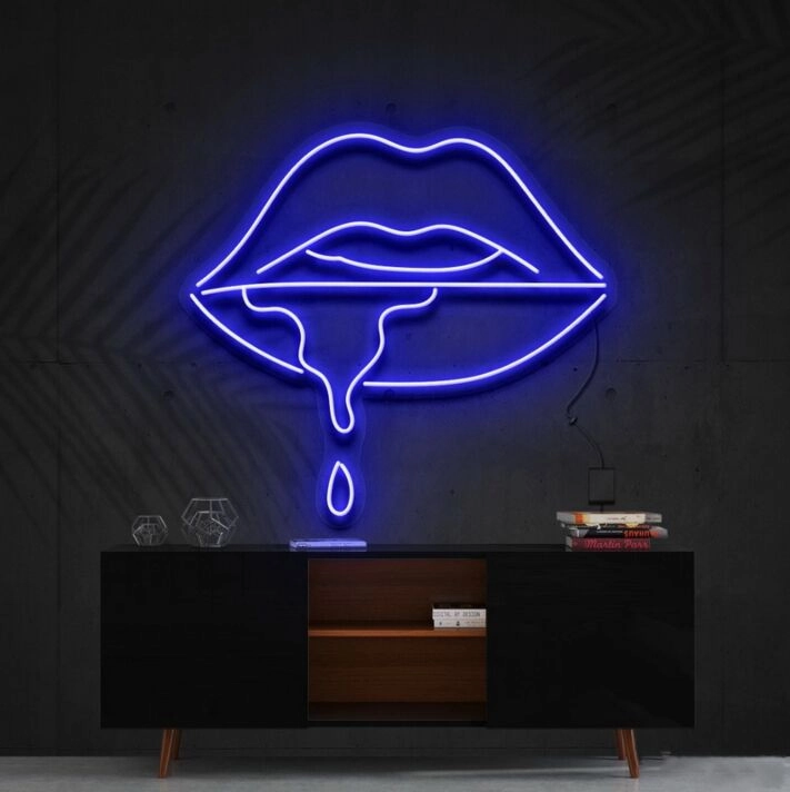 Lips Dripping Neon Sign for Bold Statements